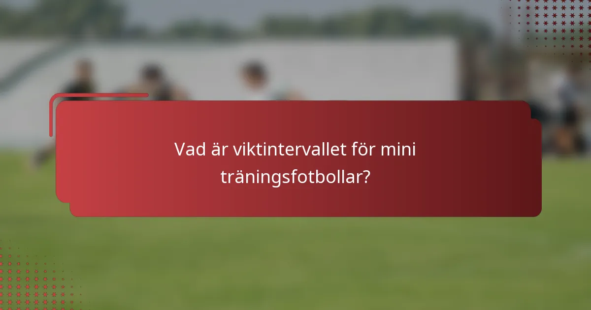 Vad är viktintervallet för mini träningsfotbollar?