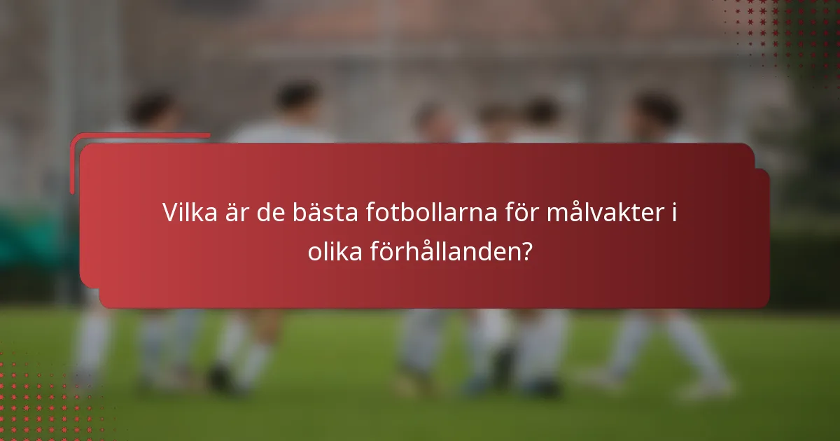 Vilka är de bästa fotbollarna för målvakter i olika förhållanden?