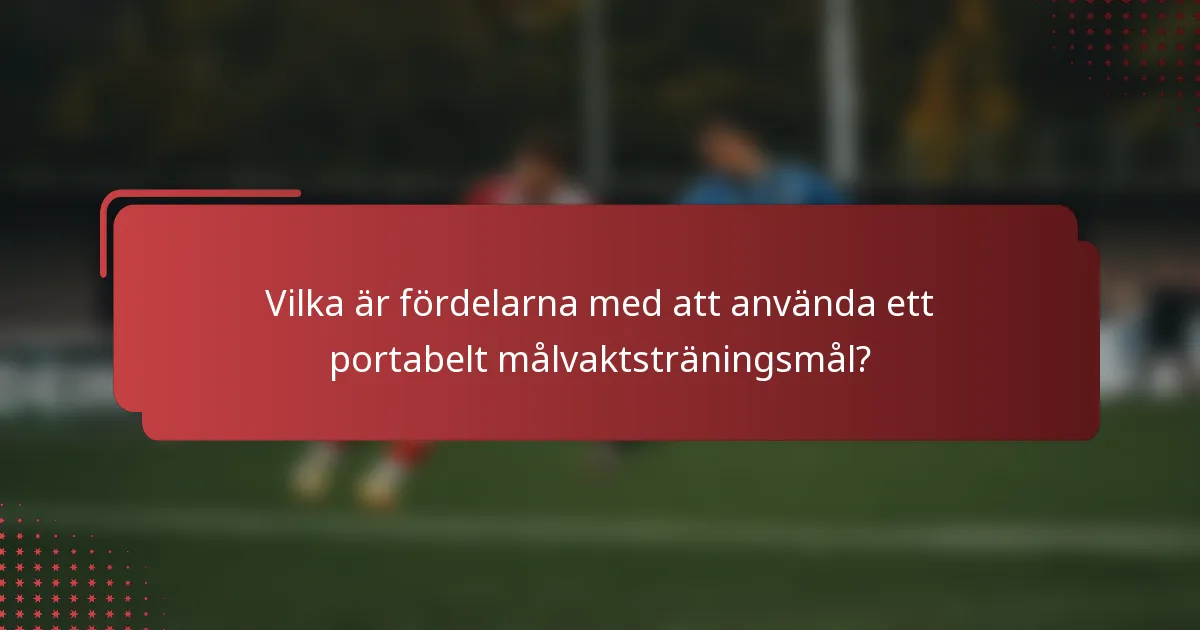 Vilka är fördelarna med att använda ett portabelt målvaktsträningsmål?