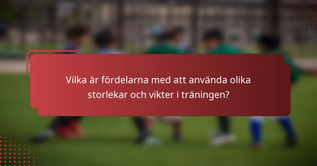 Vilka är fördelarna med att använda olika storlekar och vikter i träningen?