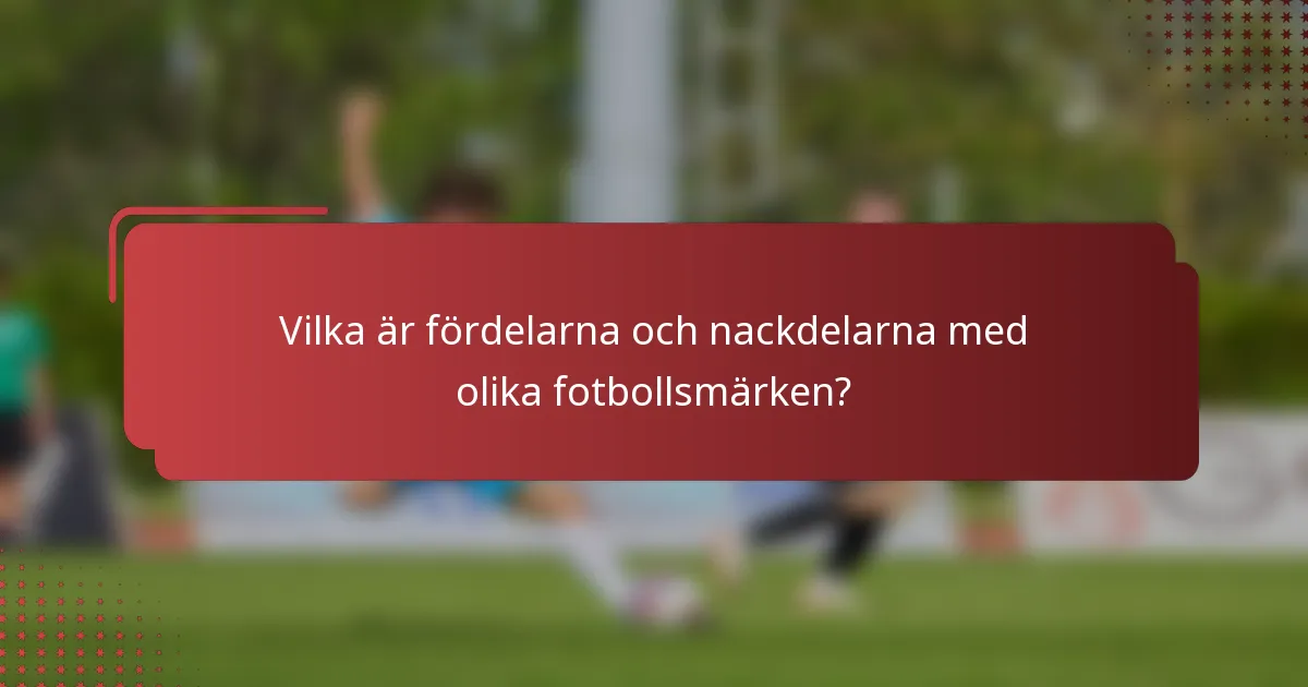 Vilka är fördelarna och nackdelarna med olika fotbollsmärken?