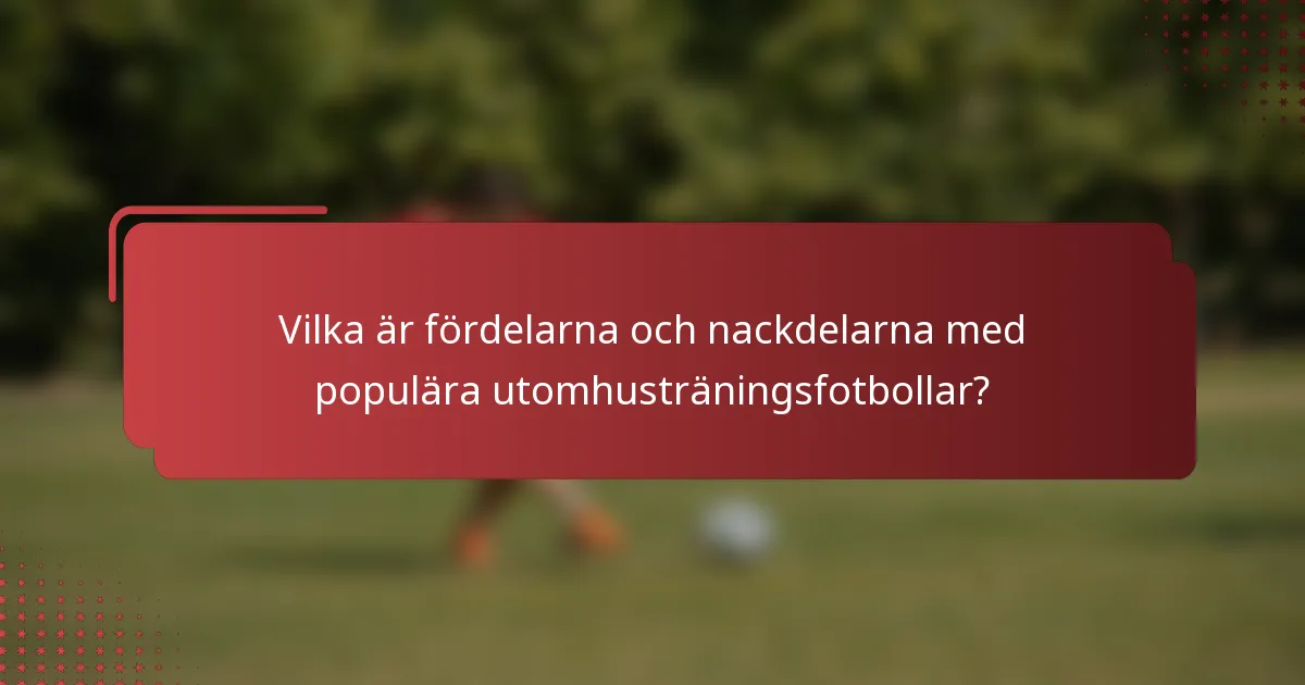 Vilka är fördelarna och nackdelarna med populära utomhusträningsfotbollar?