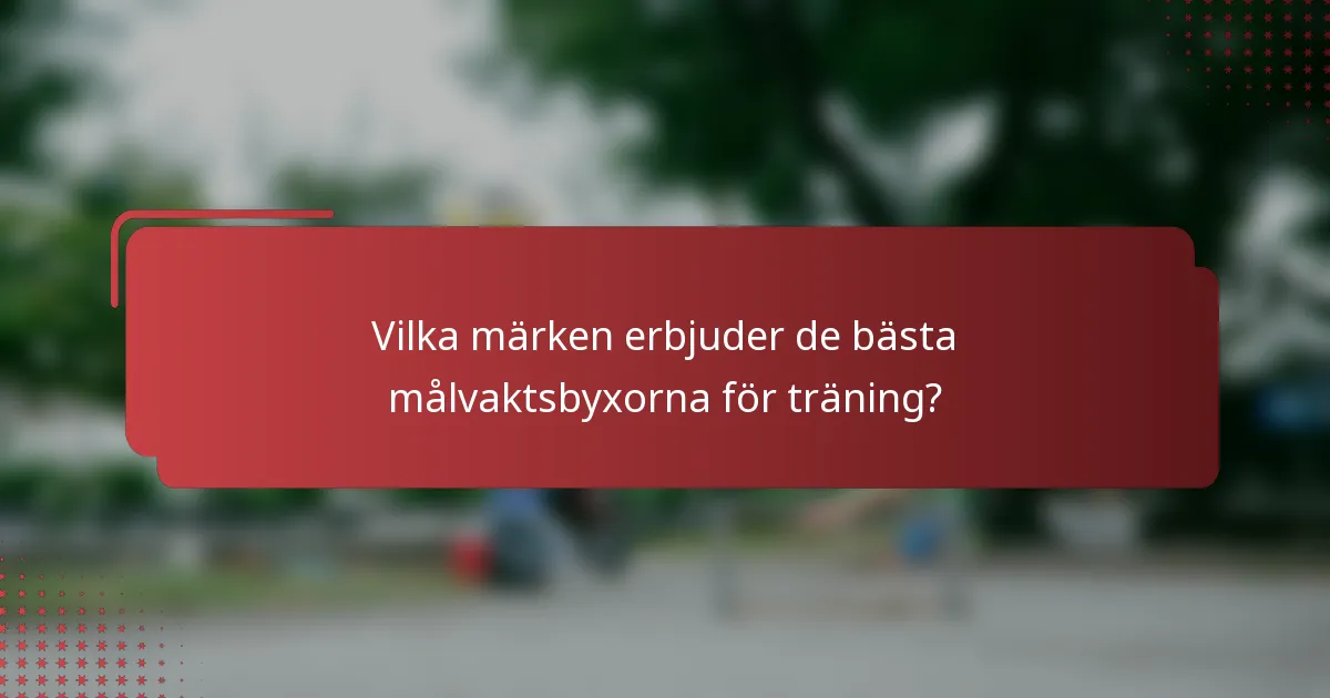 Vilka märken erbjuder de bästa målvaktsbyxorna för träning?