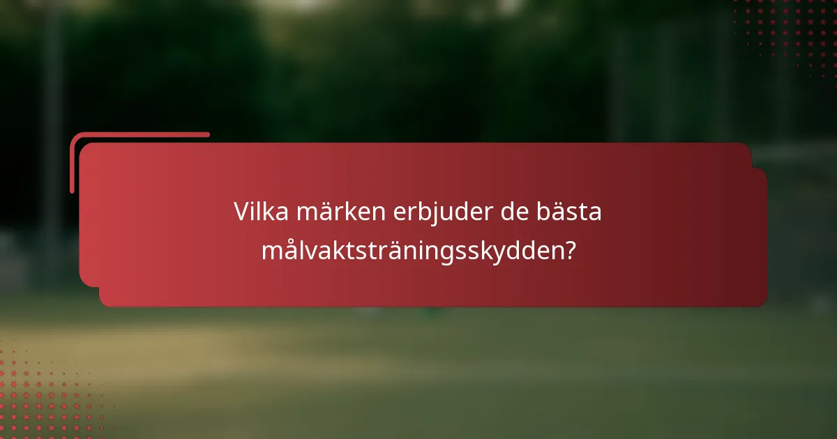 Vilka märken erbjuder de bästa målvaktsträningsskydden?
